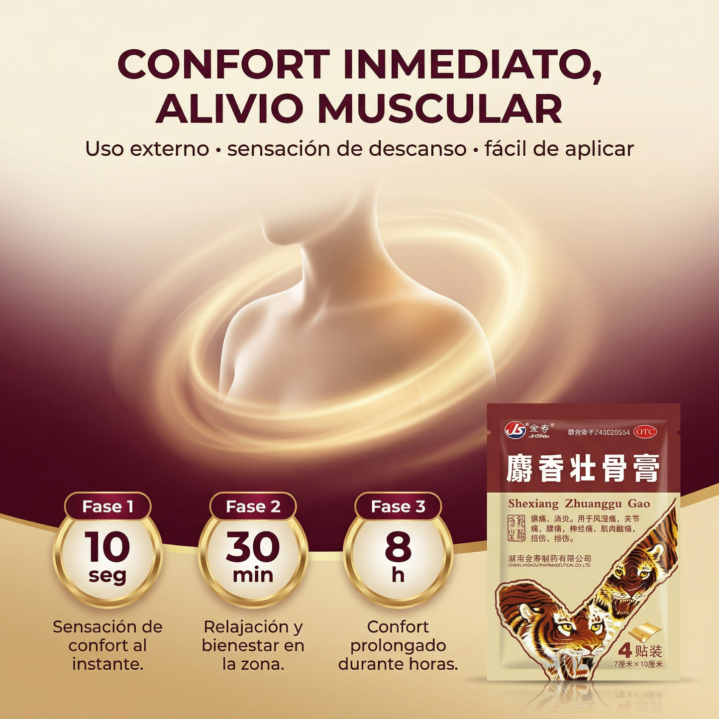 Tigre Dorado – Parches para Alivio Muscular y Articular ✅