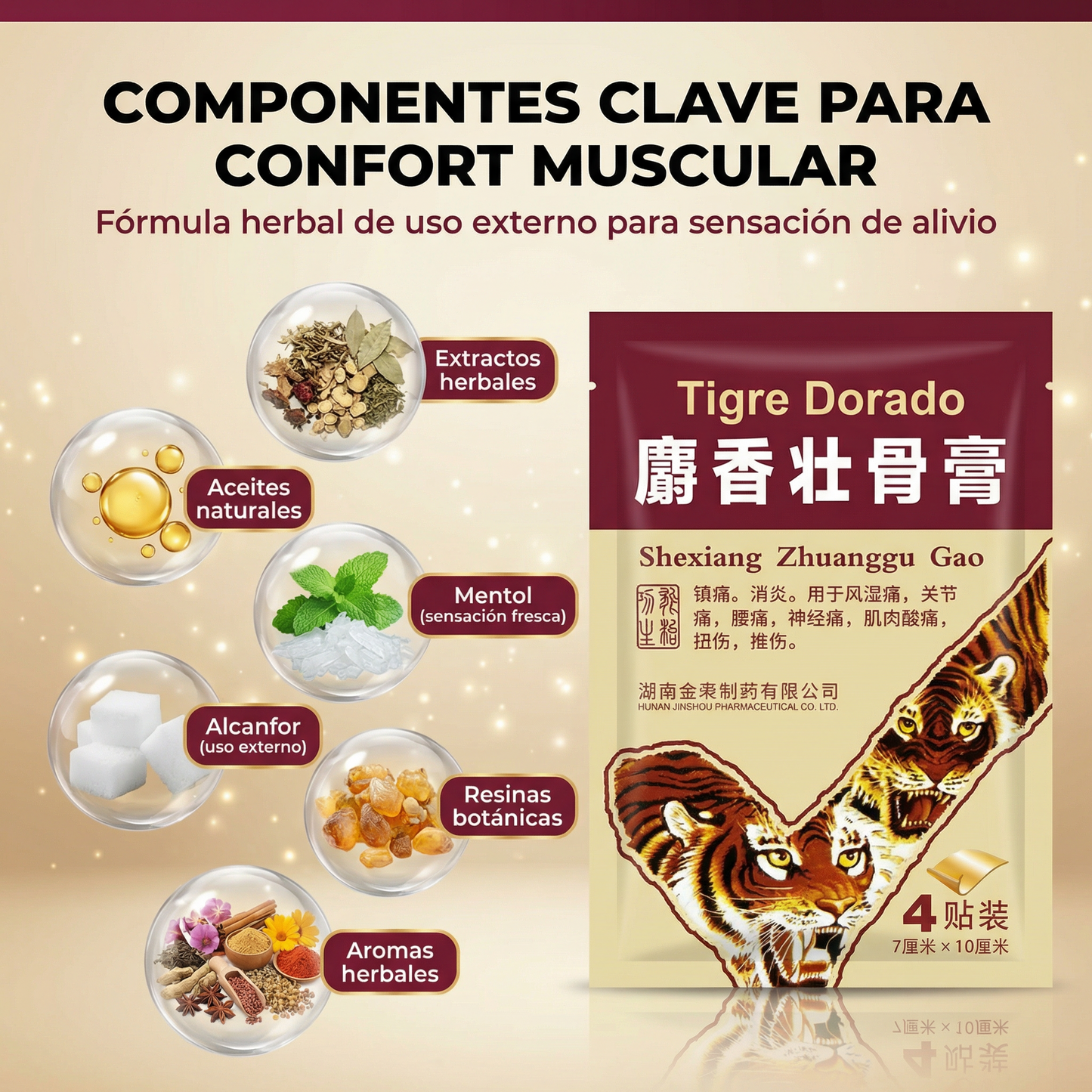 Tigre Dorado – Parches para Alivio Muscular y Articular ✅